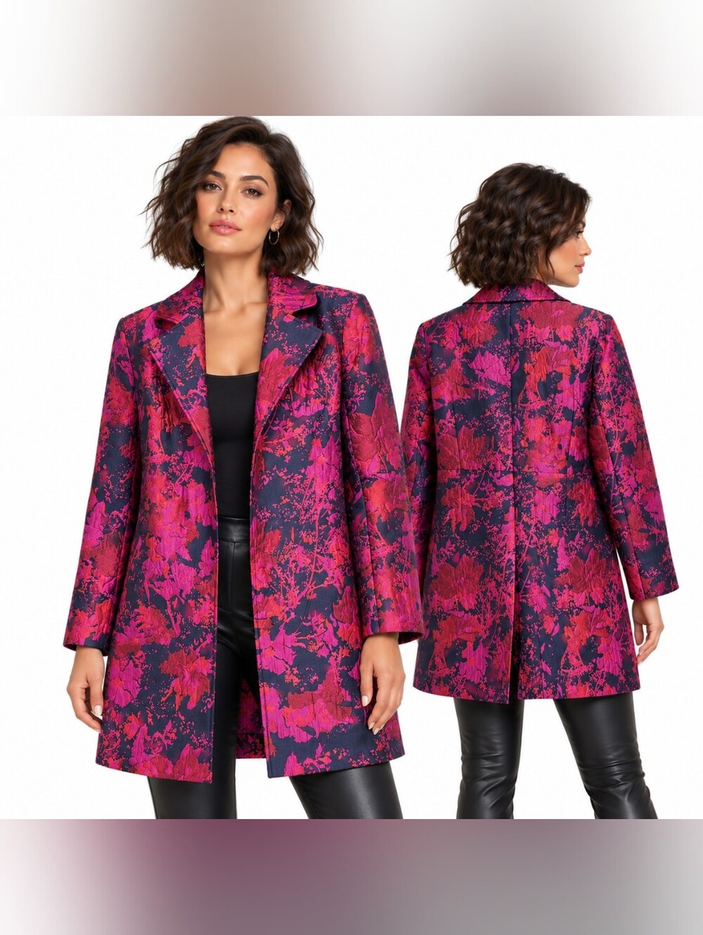 Chico’s Floral Jacquard Topper Jacket Size 2 US 12–14 Blazer